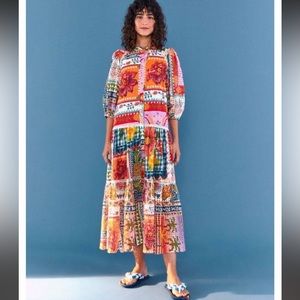 Farm Rio Eyelet Multi Print Dress